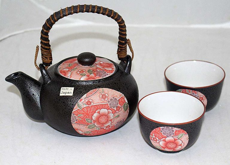 Teapot with cups in black